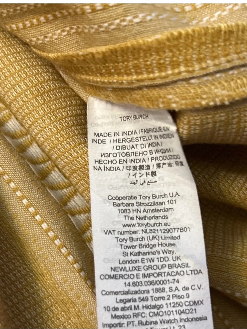 Tory Burch Set Women Sequin Embellished Yellow & Ivory Cotton Tunic 8 & Pants 6